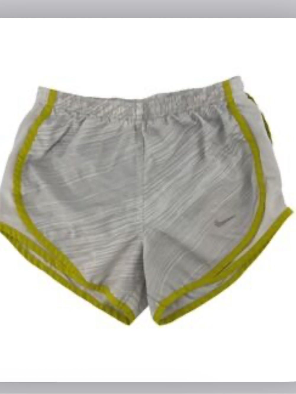 Nike Women’s Gray Athletic Shorts with Yellow-Green Trim sz M